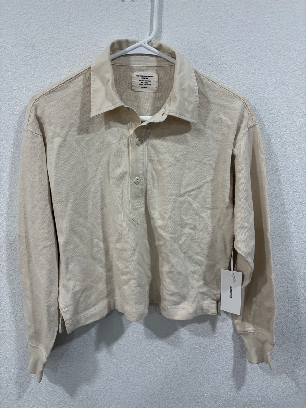 Buck Mason Breve Field Spec Boyfriend Crop Rugby Polo Women’s Medium $118